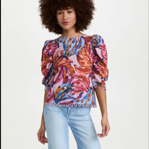 Farm Rio Colored Bananas Blouse L - Picture 1 of 11
